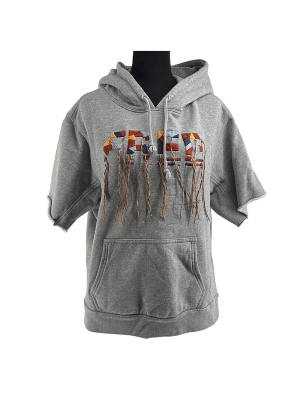 Free people movement hoodie short sleeve boho chic free spell out sz sm